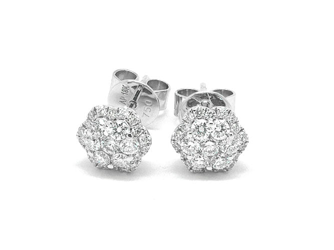 18k white gold diamond illusion round stud (E2128AP)