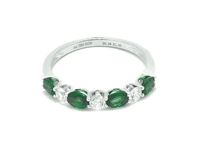 18k white gold color stone and diamond alternating band (SR04222N)