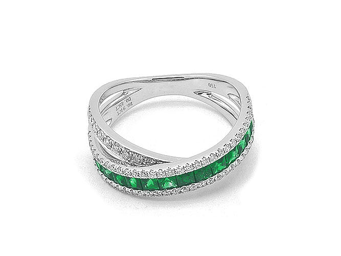 18k white gold color stone overlay band (RR3061L)