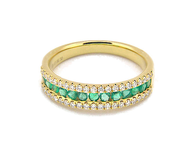 18k yellow gold channel emerald and diamond band (ER4588APY)