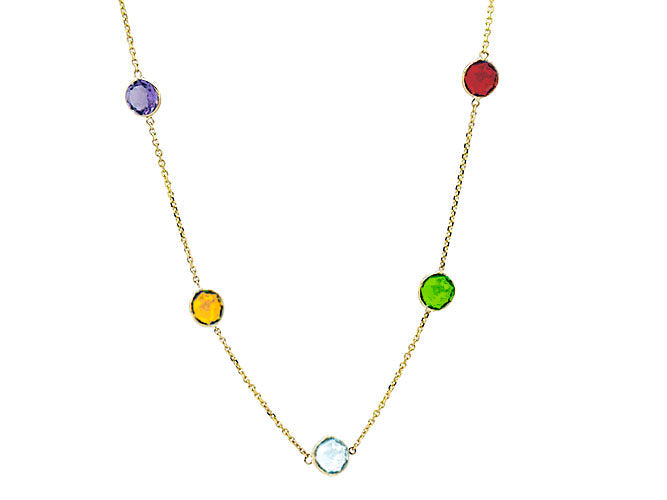 14k yellow gold color stones necklace (MN12551EY)