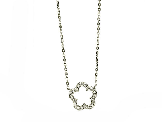 14k white gold five patels flower necklace (N00237M)