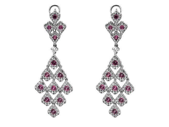 18k white gold pink sapphire and diamond chandelier earring (PSSE00084M)
