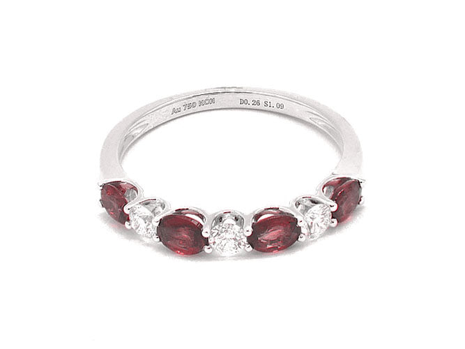 18k white gold color stone and diamond alternating band (SR04222N)