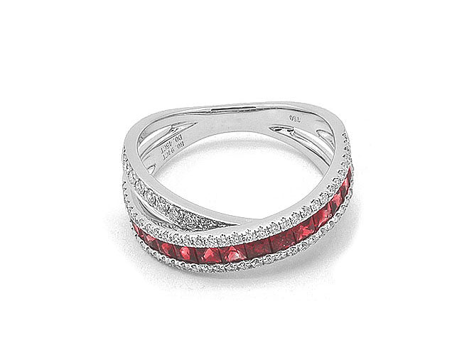 18k white gold color stone overlay band (RR3061L)