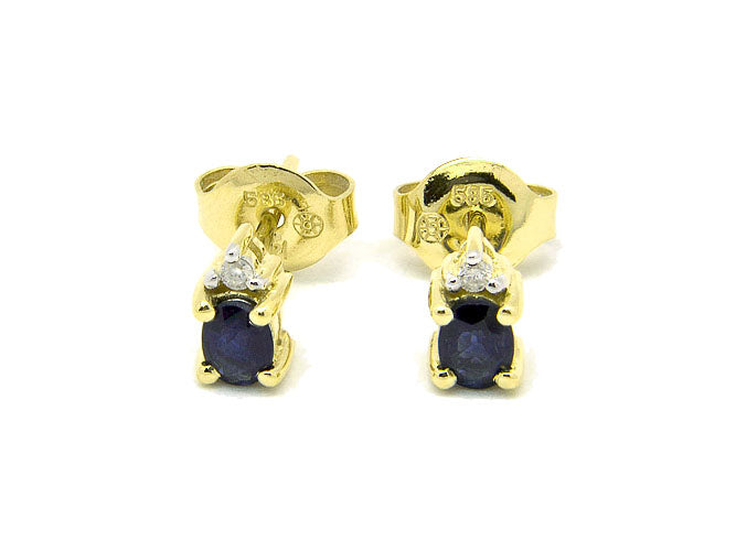 14k yellow gold sapphire and diamond prong stud (SE30413GY)