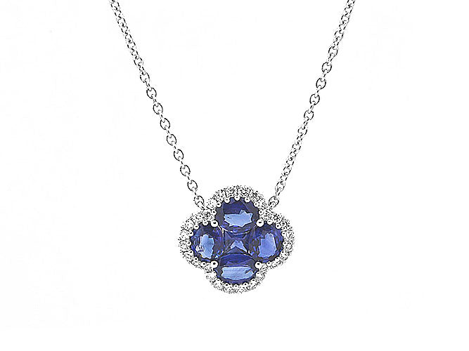 18k white gold sapphire and diamond necklace (SN3018L)