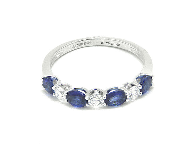 18k white gold color stone and diamond alternating band (SR04222N)