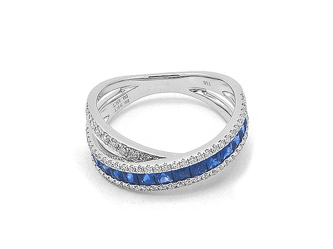 18k white gold color stone overlay band (RR3061L)