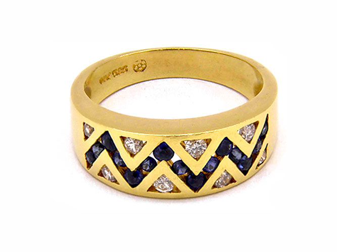 14k yellow gold sapphire and diamond wavy band (SR3236GY)