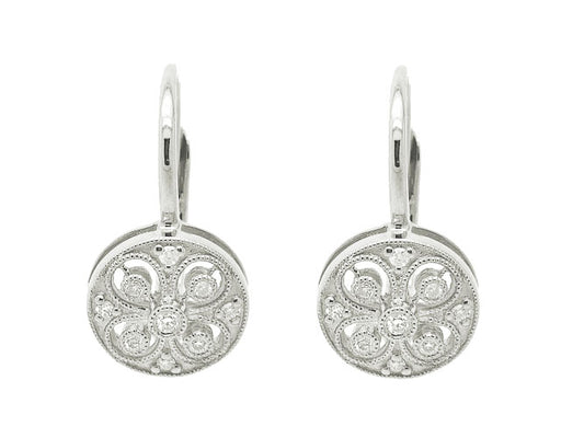 14k diamond filigree small round earring (262-DE11159P)