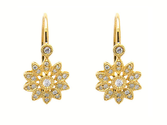 14k diamond filigree flower earring (262-DE6185P)