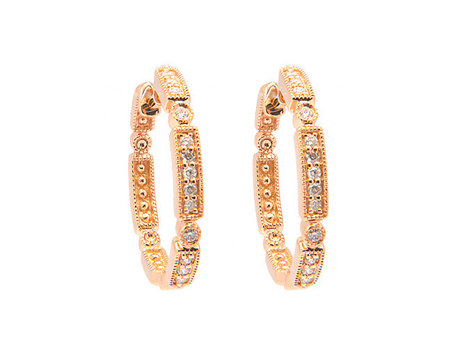 14k gold art deco diamond hoop (DE11633B)