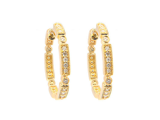 14k gold art deco diamond hoop (DE11633B)