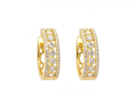 18k diamond 3 row set earring (KE03309D)