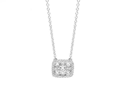 18k white gold square cluster necklace (N10151B)