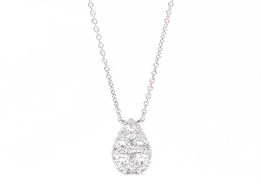 18k white gold diamond tear drop necklace (N10309B)