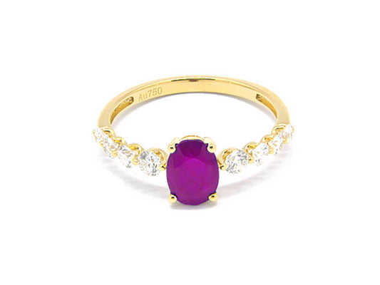 18k yellow gold oval ruby and diamond ring (RR43113SCY)