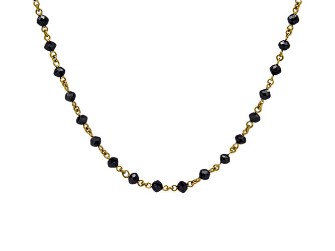 18k yellow gold drilled fancy black diamond necklace (BKN1379PAY)