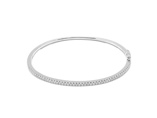 14k white gold half way thin diamond bangle (DA16123K)