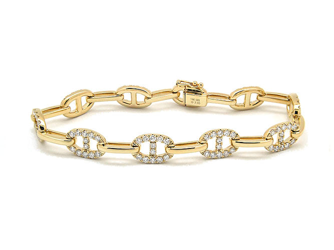14k yellow gold diamond chain link bracelet (DBL16525KY)