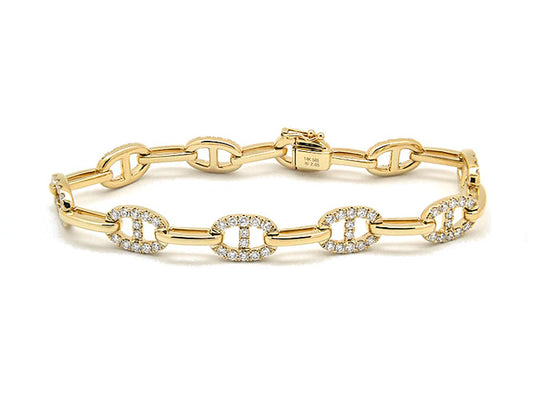 14k yellow gold diamond chain link bracelet (DBL16525KY)