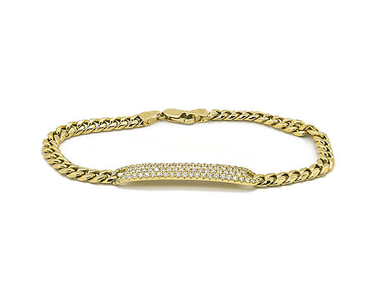 18k yellow gold cuban link with diamond badge bracelet (DBL96325KY)