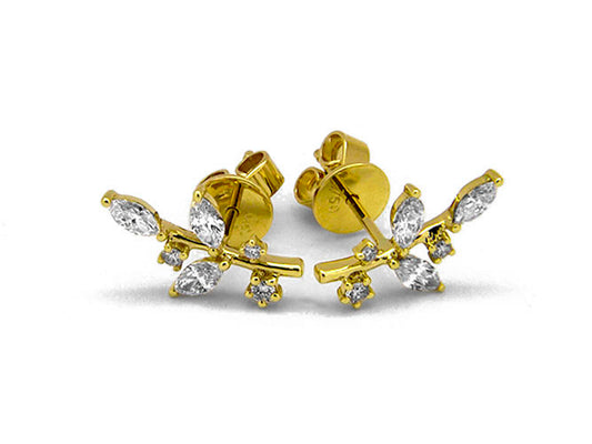 18k yellow gold diamond branch stud (DE11502BY)