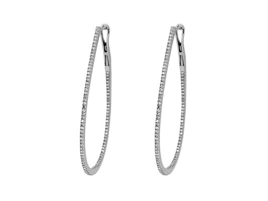 14k gold tear drop diamond 1 3/4" hoop (DE13106K)