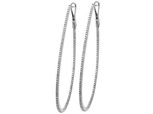 14k gold tear drop diamond 2" hoop (DE13116K)