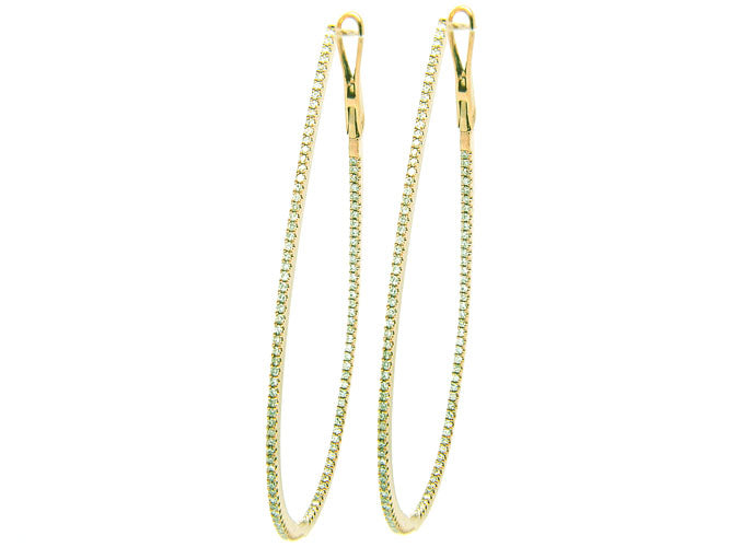 14k gold tear drop diamond 2" hoop (DE13116K)