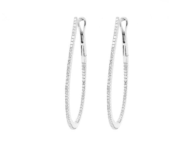 14k gold tear drop diamond 1 1/4" hoop (DE13136K)
