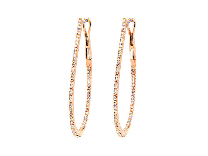 14k gold tear drop diamond 1 1/4" hoop (DE13136K)
