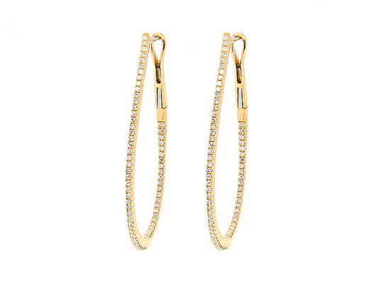 14k gold tear drop diamond 1 1/4" hoop (DE13136K)