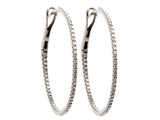 14k diamond skinny inside out 1" hoop (DE15002K)