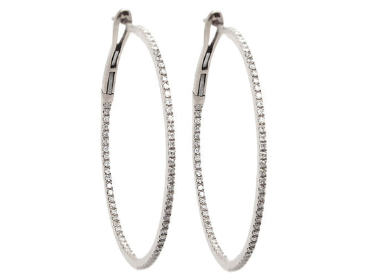 14k diamond skinny inside out 1 1/4" hoop (DE15003K)