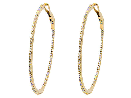 14k diamond skinny inside out 1 1/2" hoop (DE15004K)