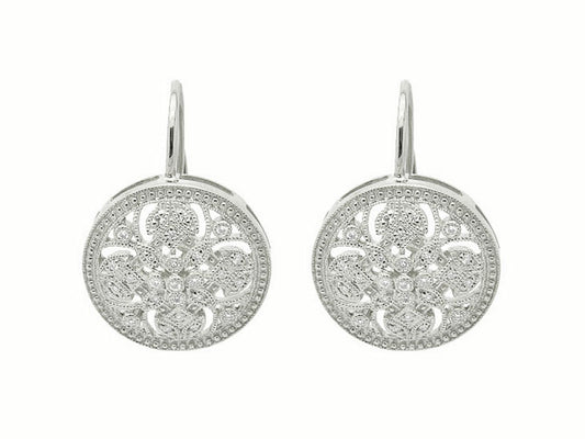 14k diamond big round filigree earring (DE1537P)
