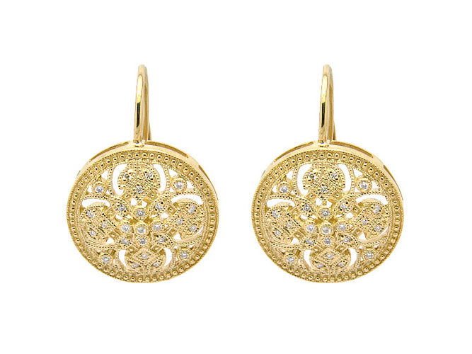 14k diamond big round filigree earring (DE1537P)