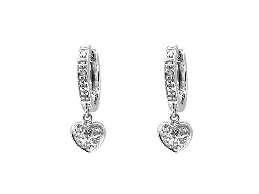 14k white gold diamond heart dangle earring(DE2Q73G)
