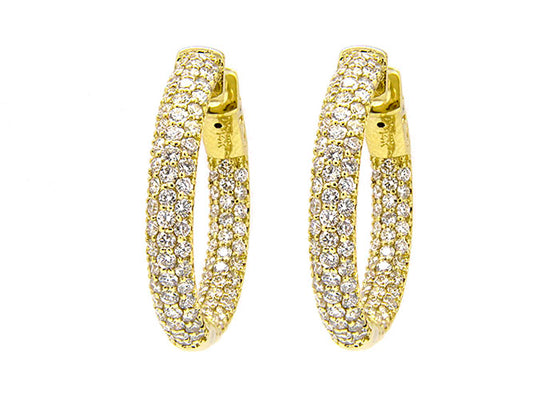 14k yellow gold pave round hoop (DE30524EY)