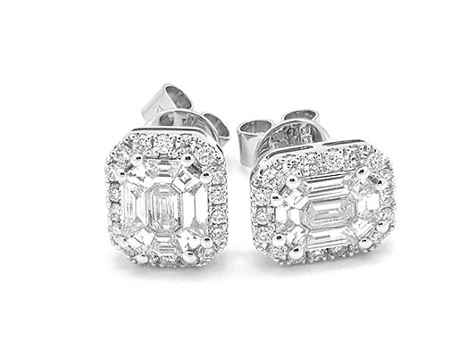 18k white gold diamond illusion halo stud (DE3223L)