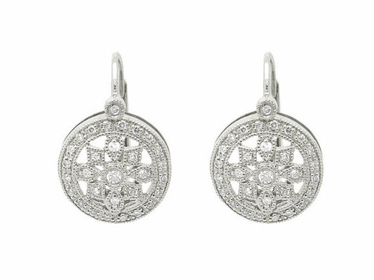 14k diamond filigree round earring (DE6041P)
