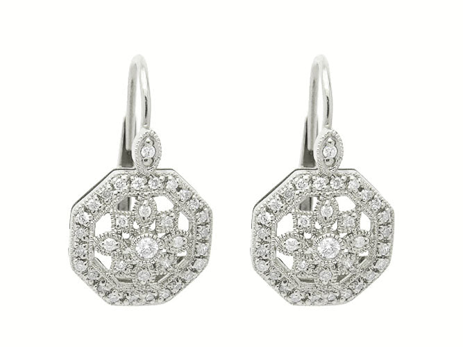14k diamond filigree octagon earring (DE6116P)
