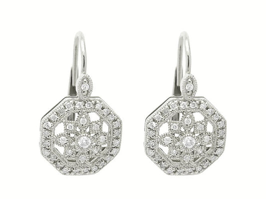 14k diamond filigree octagon earring (DE6116P)