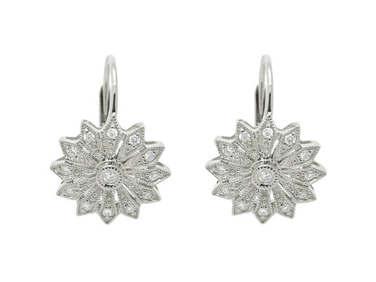 14k diamond filigree star burst earring (DE6285P)