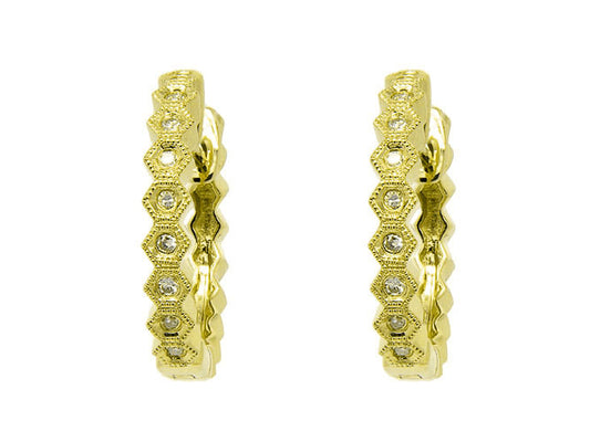 14k diamond antique hoop (DE8218P)