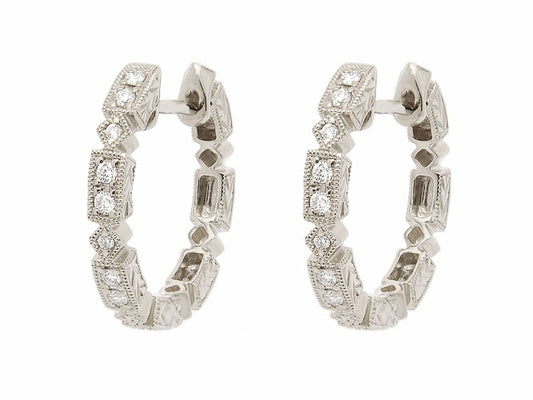 14k diamond antique hoop (DE8221P)