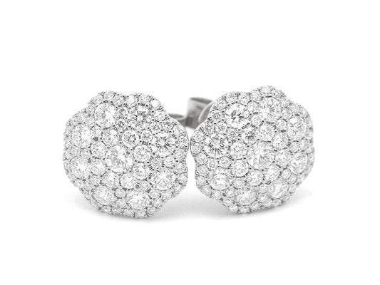 18k white gold diamond cluster flower stud (DED7EE02C)