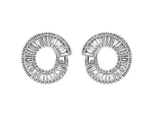 18k white gold diamond baguette forward facing hoop (DEHFKE02C)